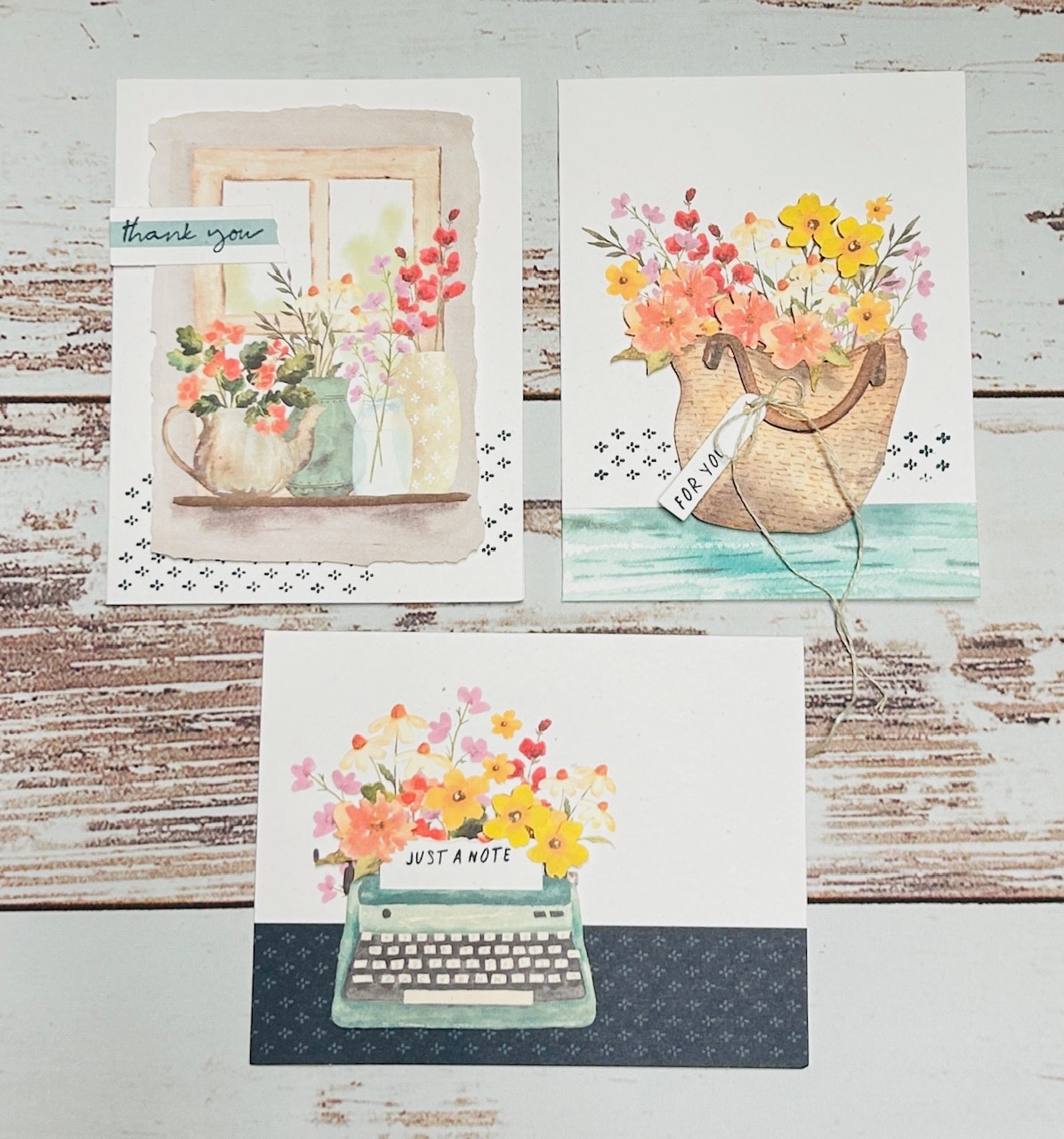 Farmhouse Florals Set of Three 3 cards paper Pumpkin kit as is